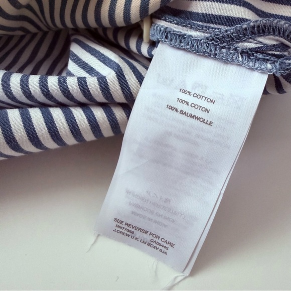 J.Crew Striped Cotton Popover Top Blue White MP Petite Summer VGUC - Picture 8 of 8